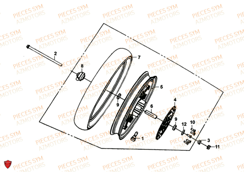 Roue Avant SYM Pièces SYMPHONY SR 125 - AZ12W4-EU (2017-2020)