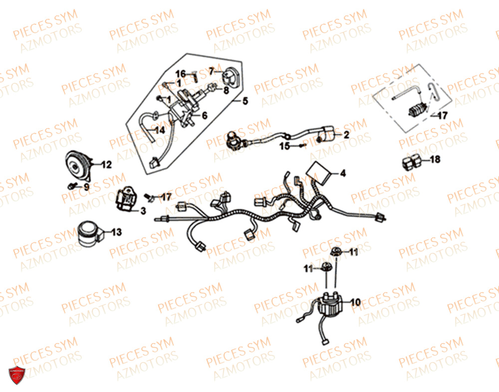 Systeme Electrique SYM Pièces SYMPHONY SR 125 - AZ12W4-EU (2017-2020)