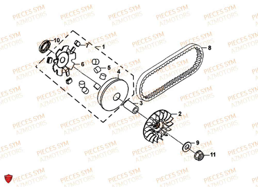 Variateur SYM Pièces SYMPHONY SR 125 - AZ12W4-EU (2017-2020)