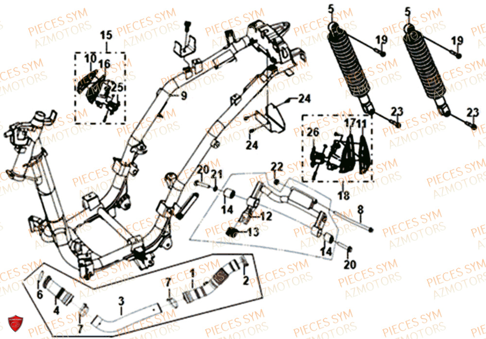 Cadre SYM Pièces SYMPHONY ST 125I/ABS EURO 4 - XB12WW-EU (2018-2020)