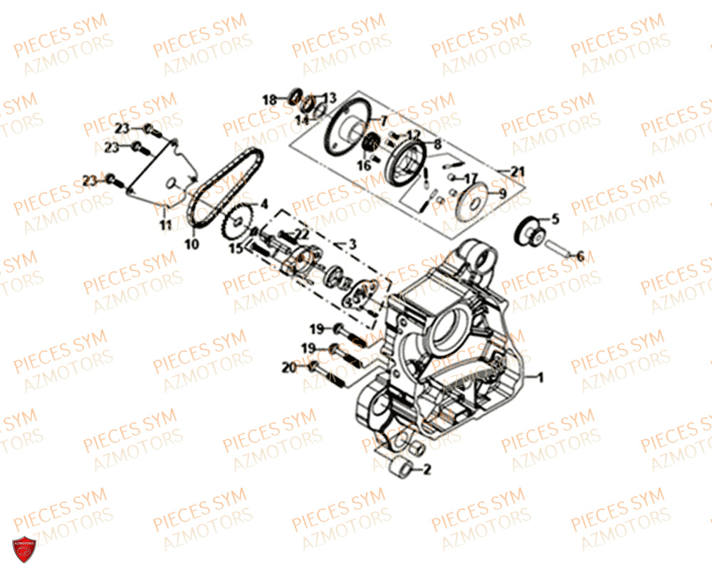 Carter Droit Pompe A Huile SYM Pièces SYMPHONY ST 125I/ABS EURO 4 - XB12WW-EU (2018-2020)