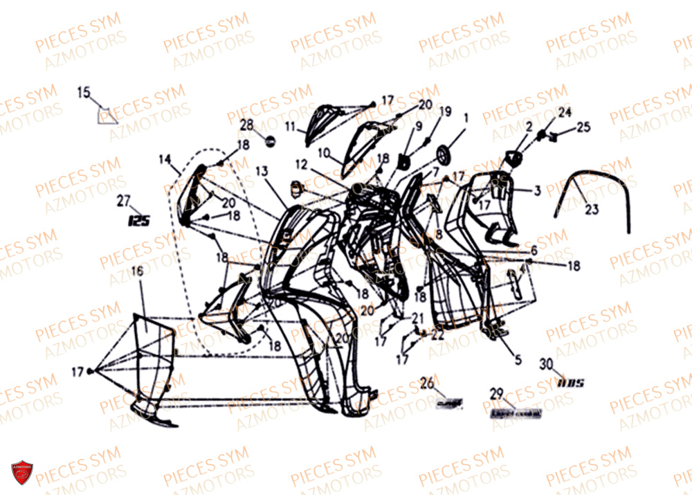 Face Avant Boite A Gant SYM Pièces SYMPHONY ST 125I/ABS EURO 4 - XB12WW-EU (2018-2020)