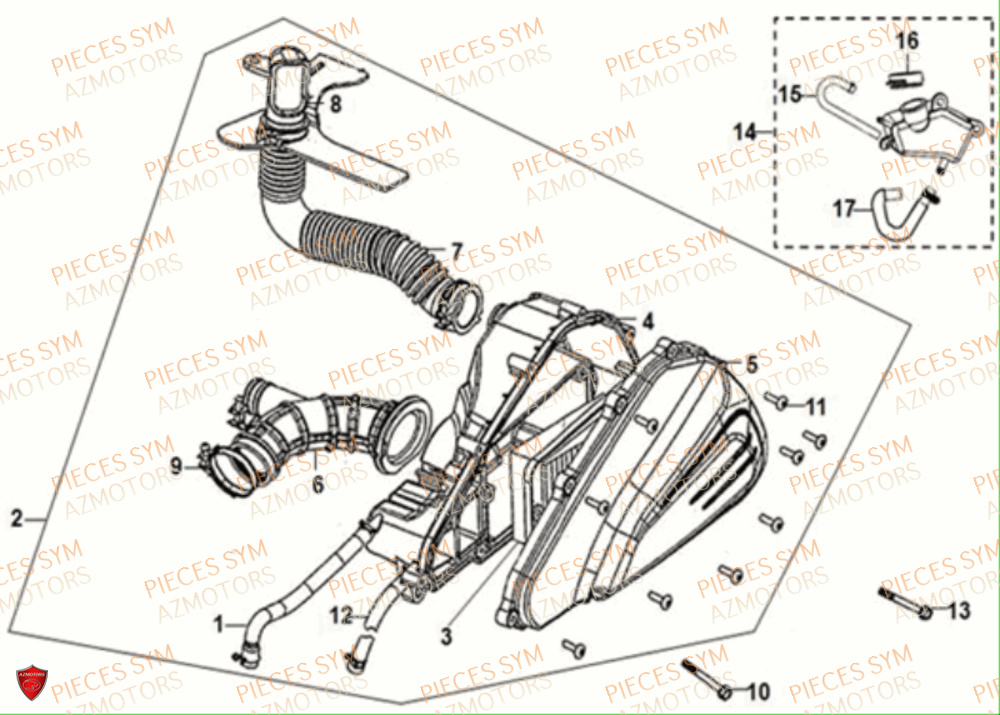 Filtre A Air SYM Pièces SYMPHONY ST 125I/ABS EURO 4 - XB12WW-EU (2018-2020)