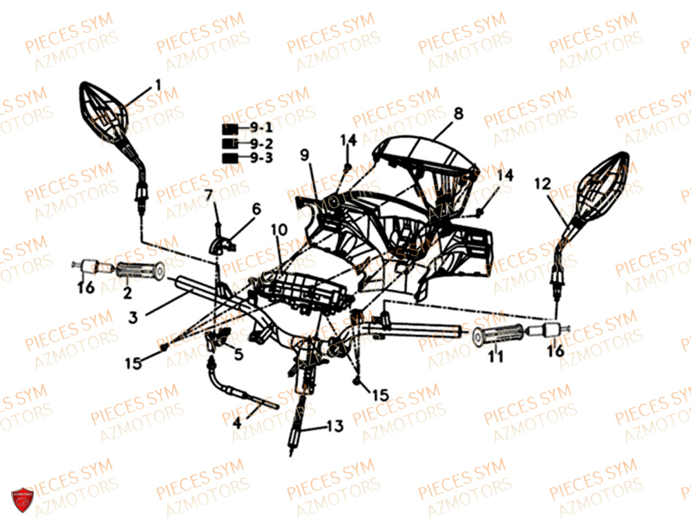 Guidon Retroviseur Compteur SYM Pièces SYMPHONY ST 125I/ABS EURO 4 - XB12WW-EU (2018-2020)