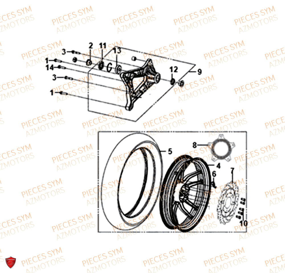 Roue Arriere SYM Pièces SYMPHONY ST 125I/ABS EURO 4 - XB12WW-EU (2018-2020)