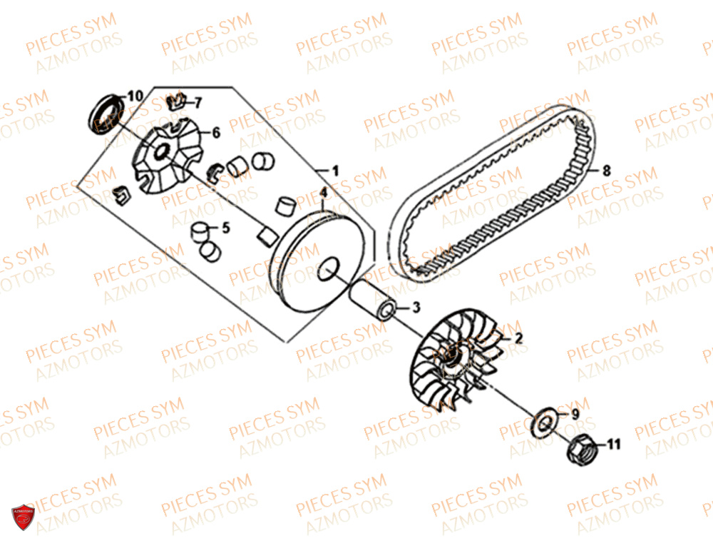 Variateur SYM Pièces SYMPHONY ST 125I/ABS EURO 4 - XB12WW-EU (2018-2020)