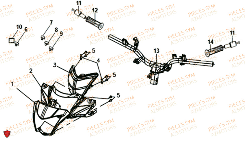 Carenages De Guidon SYM Pièces SYMPHONY ST 125I EURO 4 - XB12W2-EU (2017-2020)