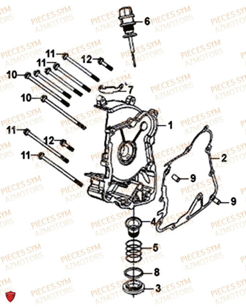 Couvercle De Carter Droit SYM Pièces SYMPHONY ST 125I EURO 4 - XB12W2-EU (2017-2020)
