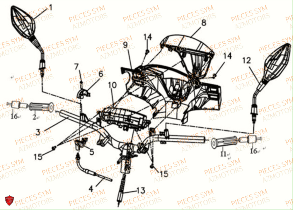 Guidon Retroviseur SYM Pièces SYMPHONY ST 125I EURO 4 - XB12W2-EU (2017-2020)