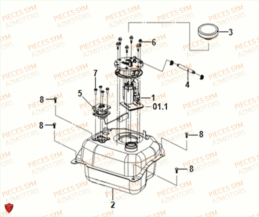 Reservoir A Carburant SYM Pièces SYMPHONY ST 125I EURO 4 - XB12W2-EU (2017-2020)