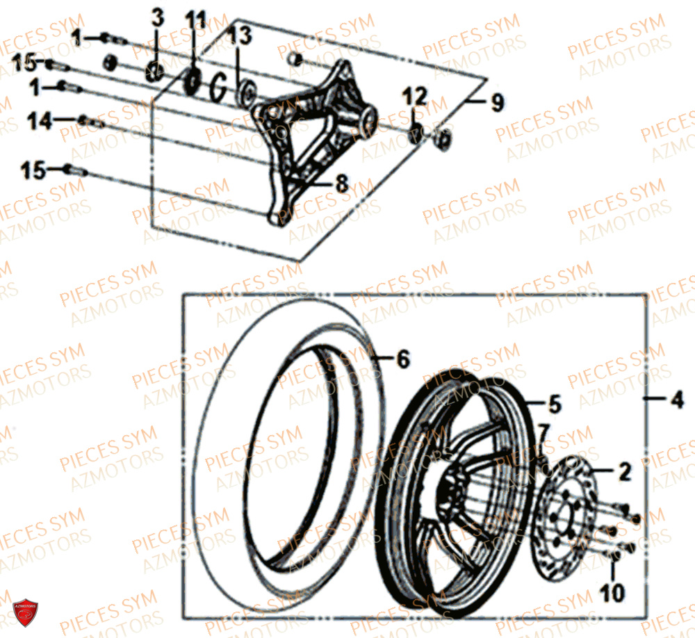 Roue Arriere SYM Pièces SYMPHONY ST 125I EURO 4 - XB12W2-EU (2017-2020)