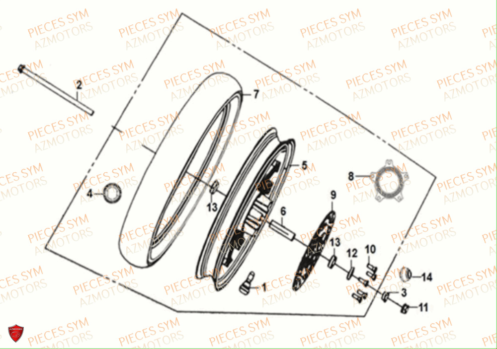 Roue Avant SYM Pièces SYMPHONY ST 125I EURO 4 - XB12W2-EU (2017-2020)