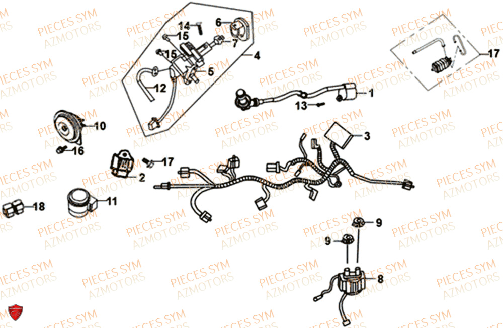 Systeme Electrique SYM Pièces SYMPHONY ST 125I EURO 4 - XB12W2-EU (2017-2020)