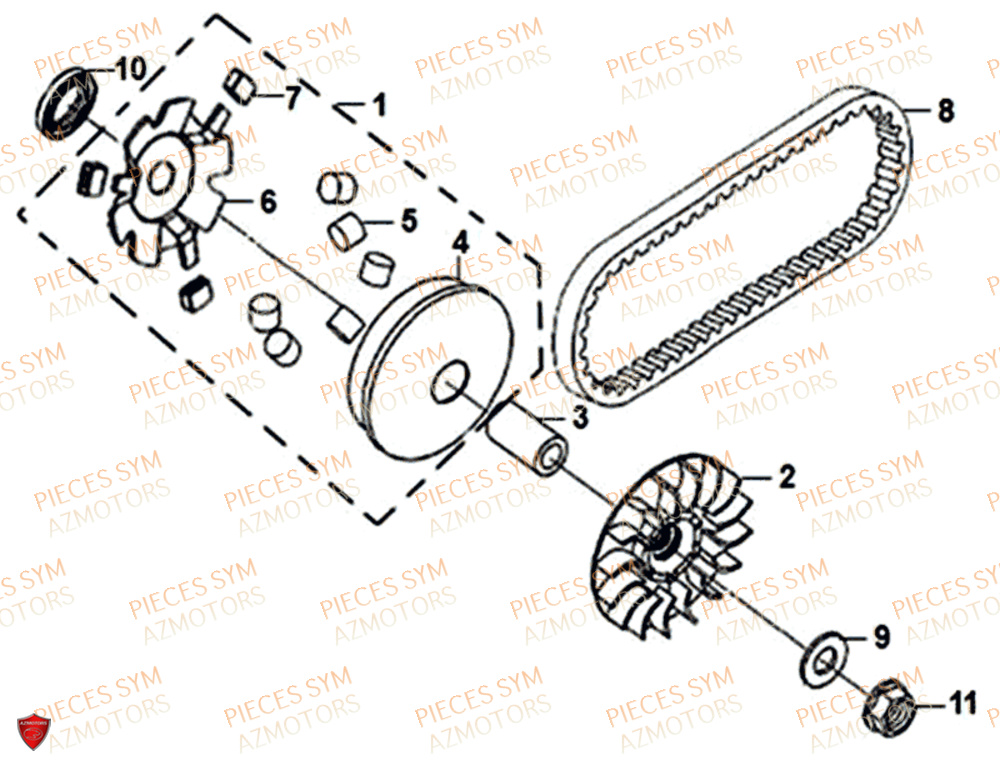 Variateur SYM Pièces SYMPHONY ST 125I EURO 4 - XB12W2-EU (2017-2020)