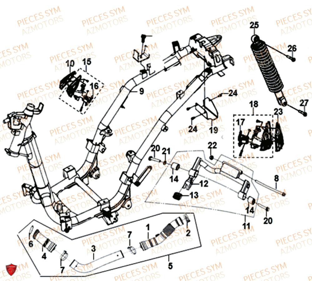 Chassis SYM Pièces SYMPHONY ST 50 E4 - XB05W4-EU (2019-2020)