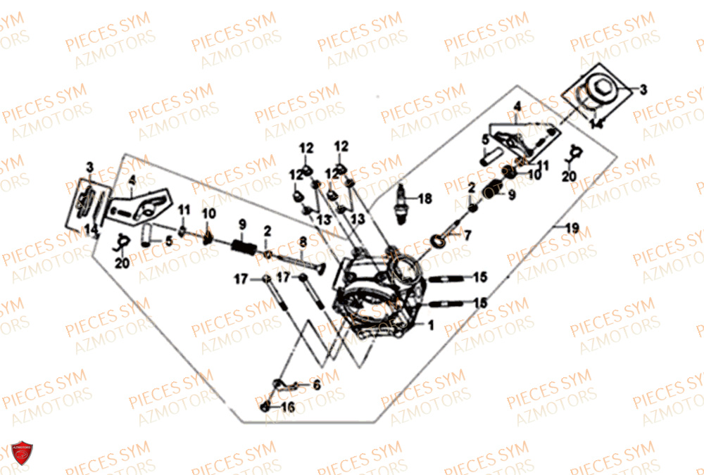 Culasse SYM Pièces SYMPHONY ST 50 E4 - XB05W4-EU (2019-2020)