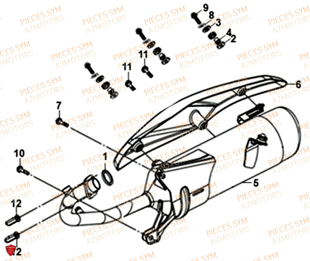 Echappement SYM Pièces SYMPHONY ST 50 E4 - XB05W4-EU (2019-2020)