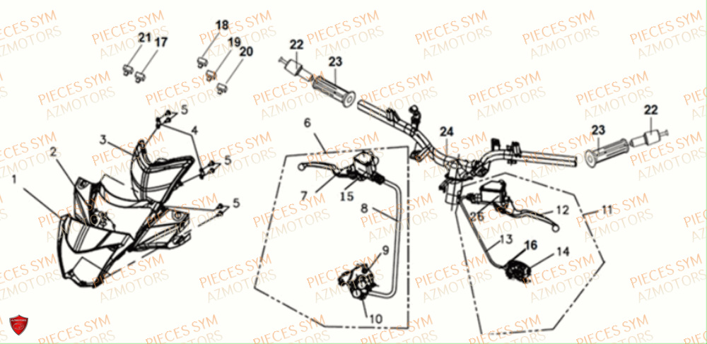 Guidon SYM Pièces SYMPHONY ST 50 E4 - XB05W4-EU (2019-2020)