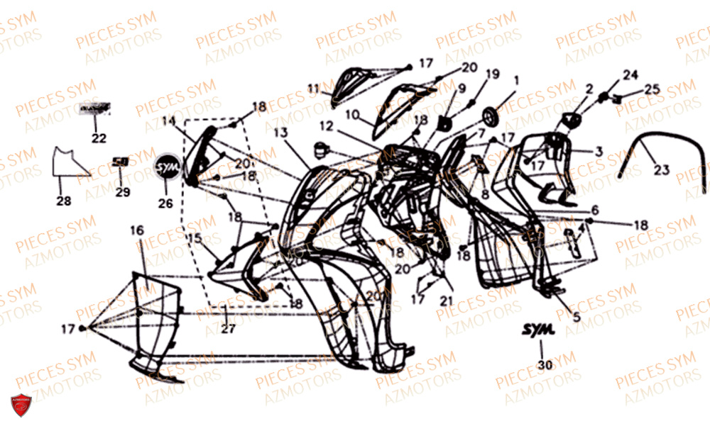 Tablier Avant SYM Pièces SYMPHONY ST 50 E4 - XB05W4-EU (2019-2020)