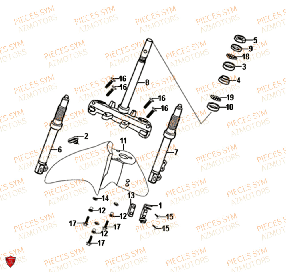 Te De Fourche SYM Pièces SYMPHONY ST 50 E4 - XB05W4-EU (2019-2020)