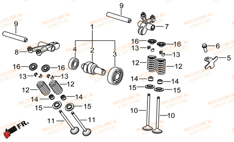 Arbre A Cames Soupapes ORCAL Pièces Orcal TABOR 125cc EURO5