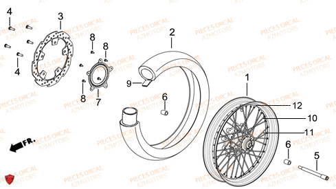 Roue Avant ORCAL Pièces Orcal TABOR 125cc EURO5