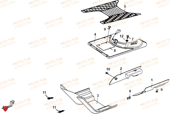 Carenage Arriere TGB Pieces TGB 101S 50 (No Serie RFCBH1BHA...Type: BH1)