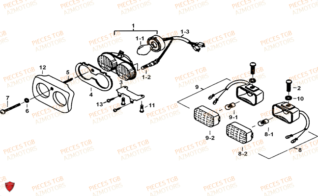 Eclairage Avant TGB Pieces TGB 101S 50 (No Serie RFCBH1BHA...Type: BH1)