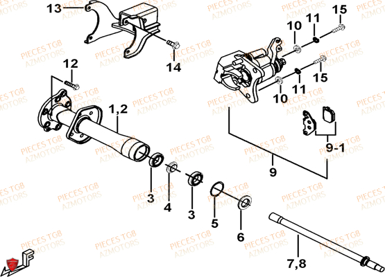 Axe Arriere TGB Pieces TGB TARGET 460R - 460R-F (No Serie RFCFBFVFA...Type: VSF)