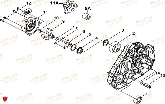 Cache Carter Moteur Gauche 1 TGB Pieces TGB TARGET 460R - 460R-F (No Serie RFCFBFVFA...Type: VSF)