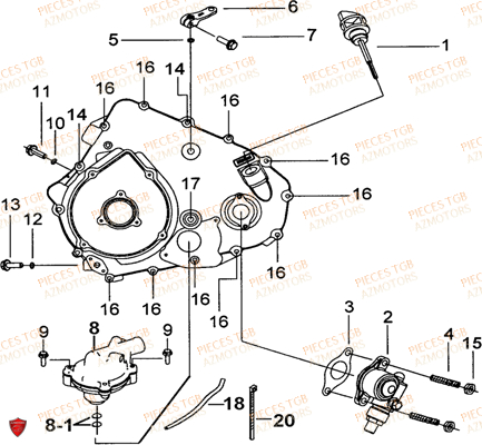 Cache Carter Moteur Gauche 2 TGB Pieces TGB TARGET 460R - 460R-F (No Serie RFCFBFVFA...Type: VSF)