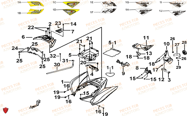 Carrosserie Arriere TGB Pieces TGB TARGET 460R - 460R-F (No Serie RFCFBFVFA...Type: VSF)