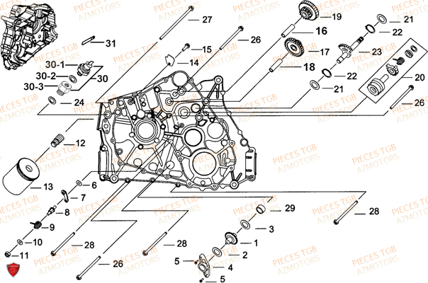 Carter Moteur Gauche 1 TGB Pieces TGB TARGET 460R - 460R-F (No Serie RFCFBFVFA...Type: VSF)