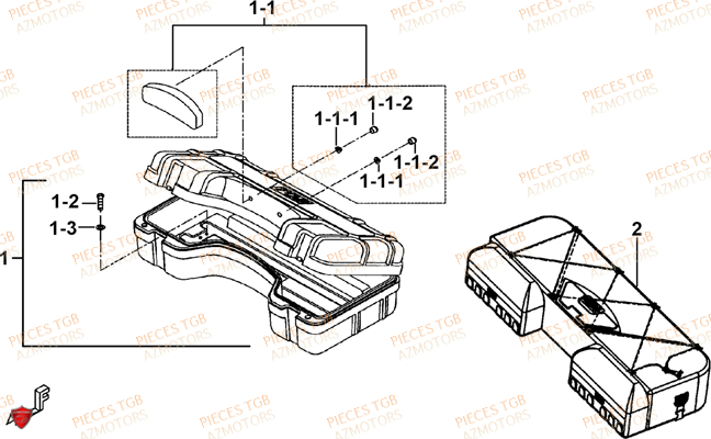 Coffre Arriere (option) TGB Pieces TGB TARGET 460R - 460R-F (No Serie RFCFBFVFA...Type: VSF)