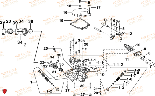 Culasse TGB Pieces TGB TARGET 460R - 460R-F (No Serie RFCFBFVFA...Type: VSF)