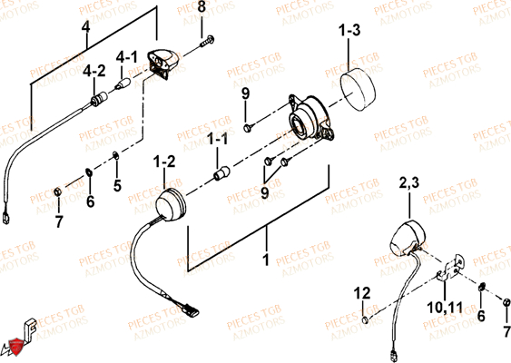 Eclairage Arriere TGB Pieces TGB TARGET 460R - 460R-F (No Serie RFCFBFVFA...Type: VSF)