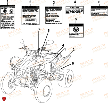 Etiquettes De Securite TGB Pieces TGB TARGET 460R - 460R-F (No Serie RFCFBFVFA...Type: VSF)