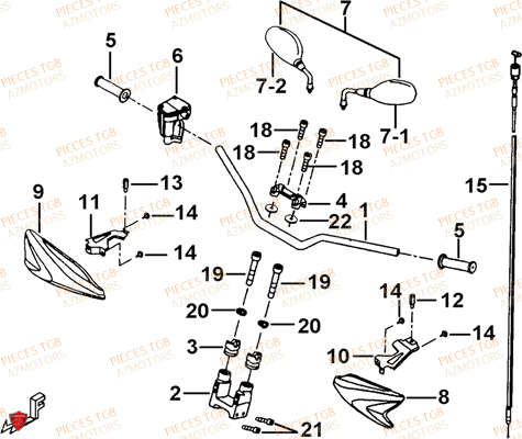 Guidon TGB Pieces TGB TARGET 460R - 460R-F (No Serie RFCFBFVFA...Type: VSF)