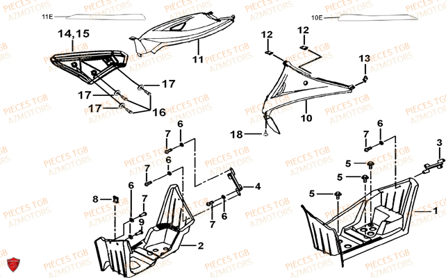 Marche Pied TGB Pieces TGB TARGET 460R - 460R-F (No Serie RFCFBFVFA...Type: VSF)