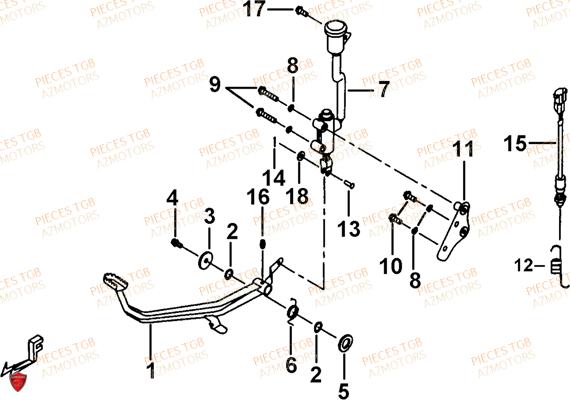 Pedale De Frein TGB Pieces TGB TARGET 460R - 460R-F (No Serie RFCFBFVFA...Type: VSF)