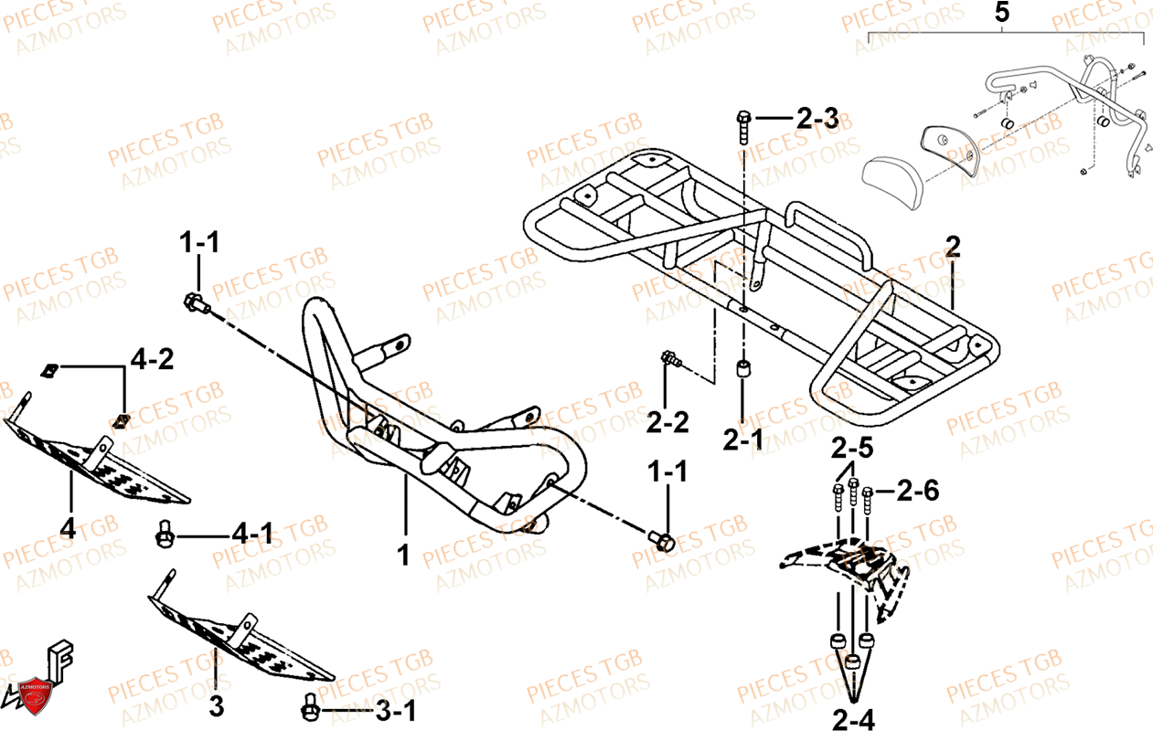 Porte Bagages (option) TGB Pieces TGB TARGET 460R - 460R-F (No Serie RFCFBFVFA...Type: VSF)