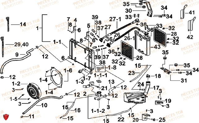 Refroidissement TGB Pieces TGB TARGET 460R - 460R-F (No Serie RFCFBFVFA...Type: VSF)