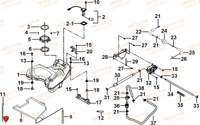 Reservoir TGB Pieces TGB TARGET 460R - 460R-F (No Serie RFCFBFVFA...Type: VSF)