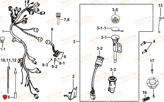 Systeme Electrique 2 TGB Pieces TGB TARGET 460R - 460R-F (No Serie RFCFBFVFA...Type: VSF)