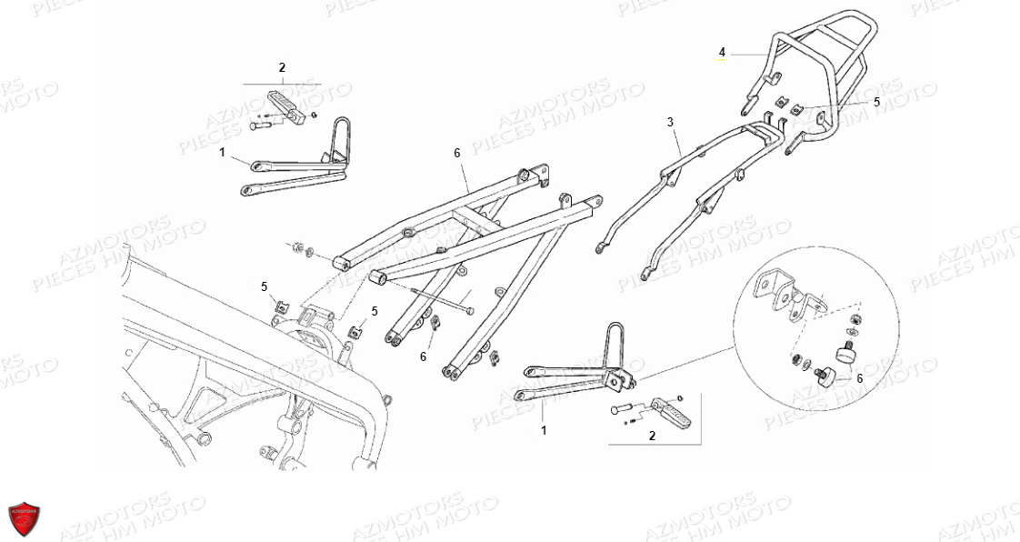 Cadre Arriere VENT PIECES HM LOCUSTA 125-200 (2011-2013)