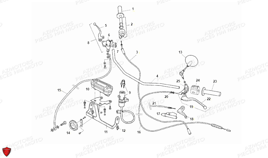 Guidon Commandes Retroviseurs VENT PIECES HM LOCUSTA 125-200 (2011-2013)