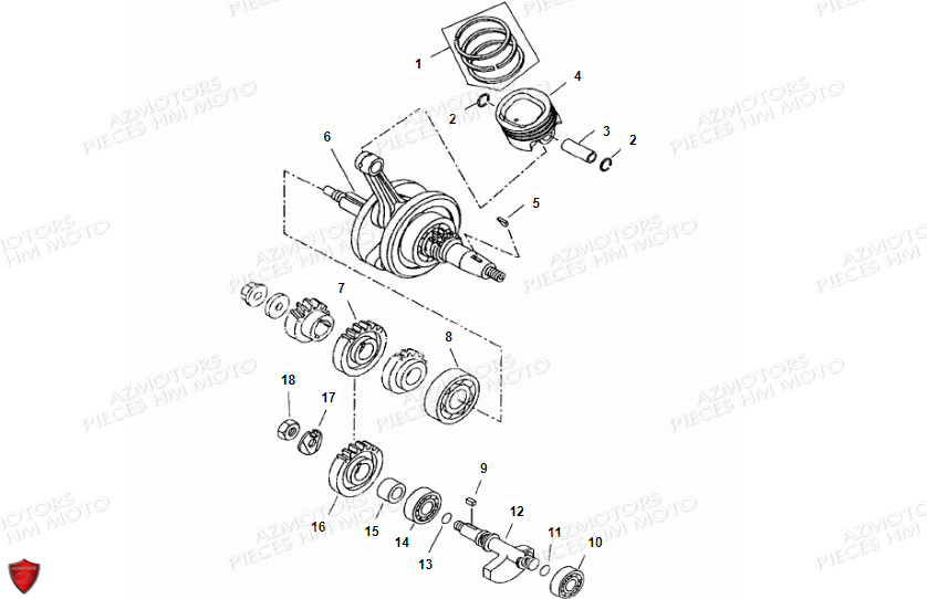 Piston Vilebrequin VENT PIECES HM LOCUSTA 125-200 (2011-2013)