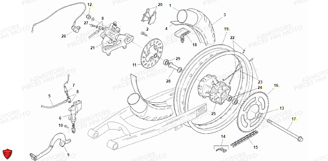 Roue Arriere VENT PIECES HM LOCUSTA 125-200 (2011-2013)