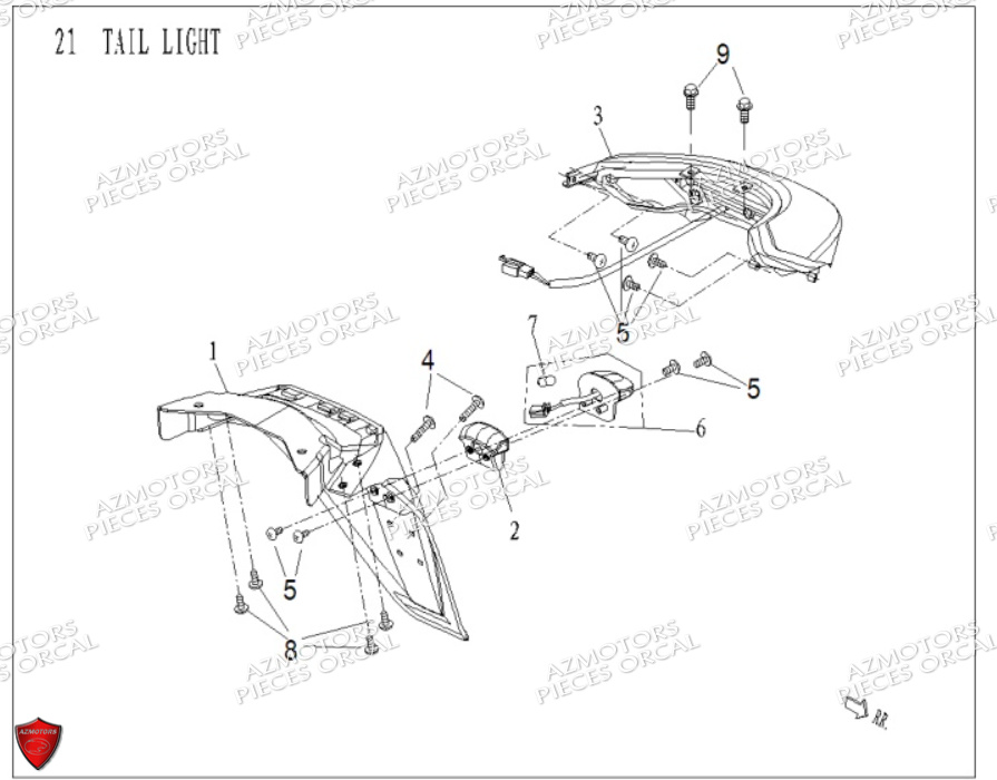 GARDE BOUE ET FEU ARRIERE ORCAL TREVIS 125 EU III