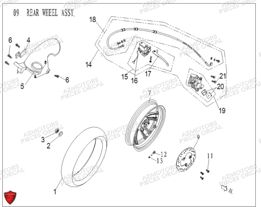 Roue Arriere ORCAL Pièces ORCAL TREVIS 125 Euro III